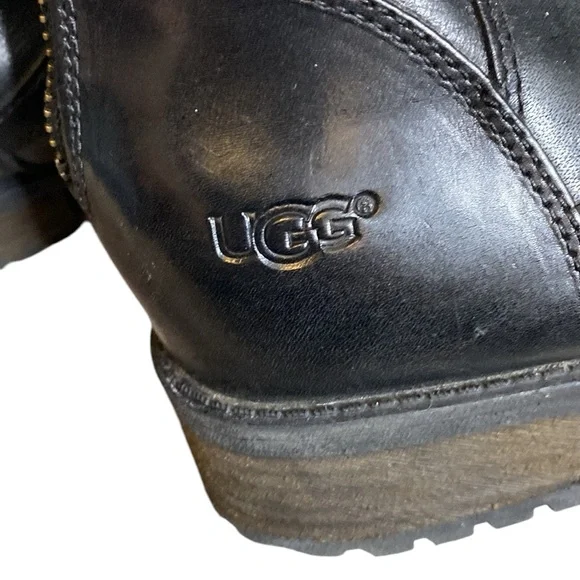 UGG Women's Seldon Riding Boot Black Leather - Picture 8 of 11
